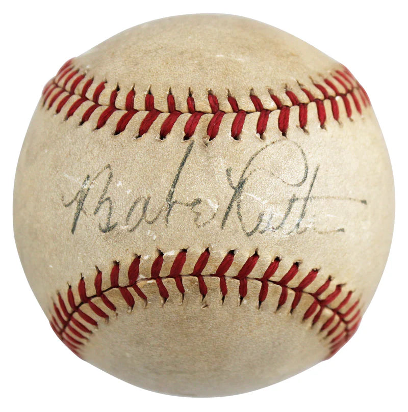 Babe Ruth Signed 1940-47 Harridge Reach Baseball with PSA COA